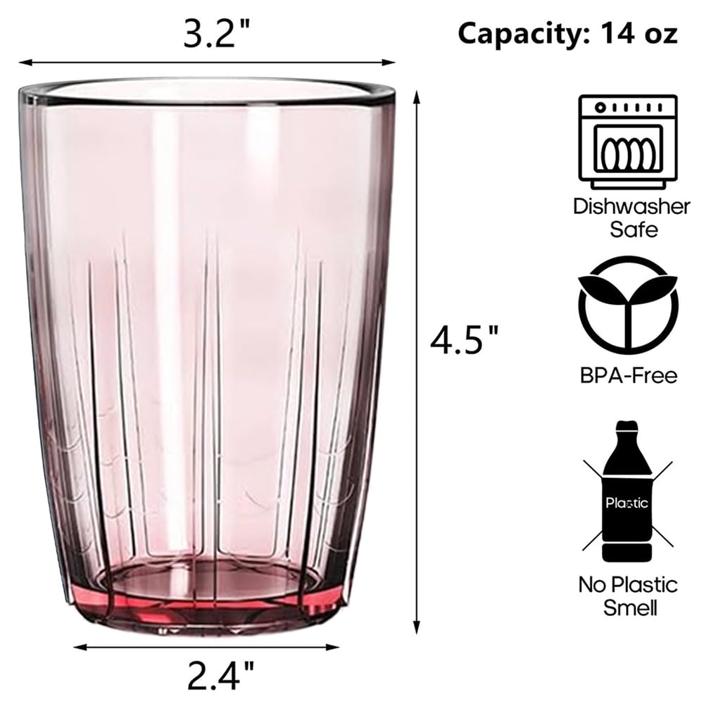 PIVXAZQ 6-piece colourful translucent acrylic reusable sturdy drinking mugs for kids, home, dorms and outdoor use